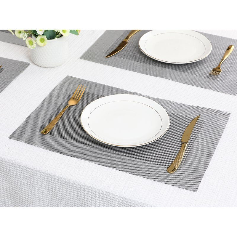 Washable Wipeable Table Placemats - Set of 8, Silver Gray 18x12