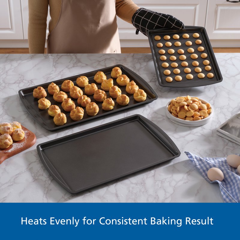 3-Piece Nonstick Cookie Sheet Set - Carbon Steel Bakeware