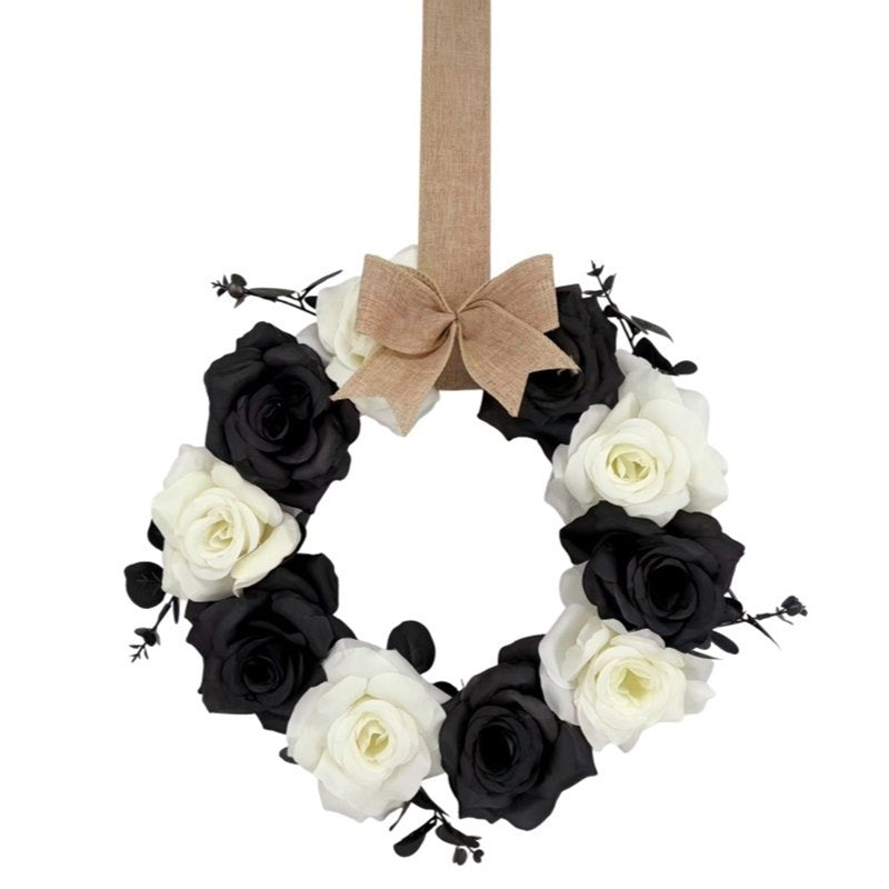 Halloween Wreath for Front Door - Artificial Rose Decor R-9 - Fall Holiday
