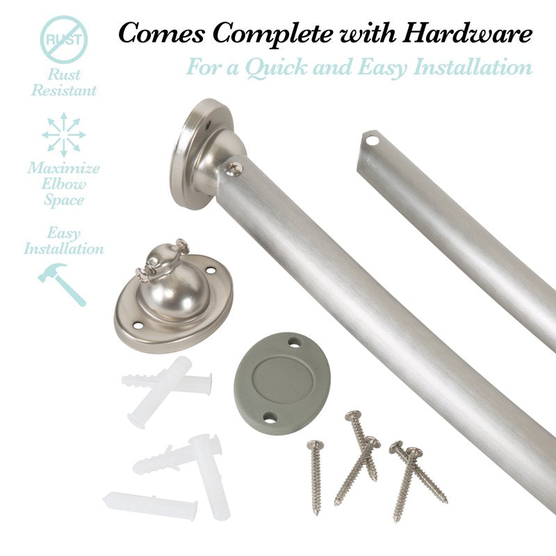 Stainless Steel Adjustable Curved Shower Curtain Rod 42-72 Inches | Bath Bliss