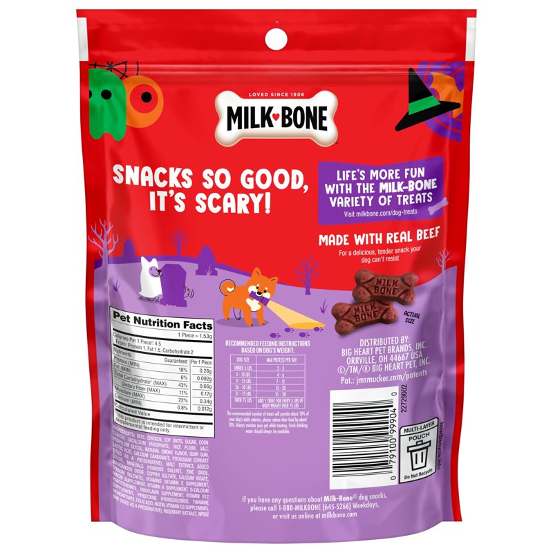 Mini Halloween Dog Treats Soft & Chewy Graveyard Bones 3 Pack - Beef & Filet Mignon, 3.7 oz