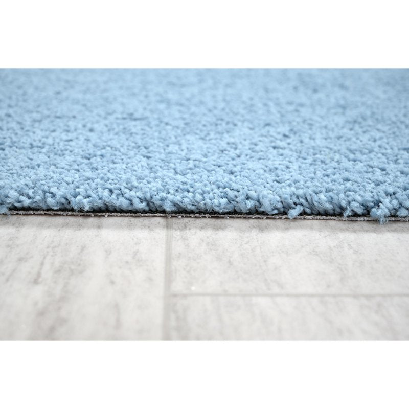Bathroom Rug 4x6 ft Blue Washable Polypropylene Non-Slip Bath Mat - Garland Gramercy Variation
