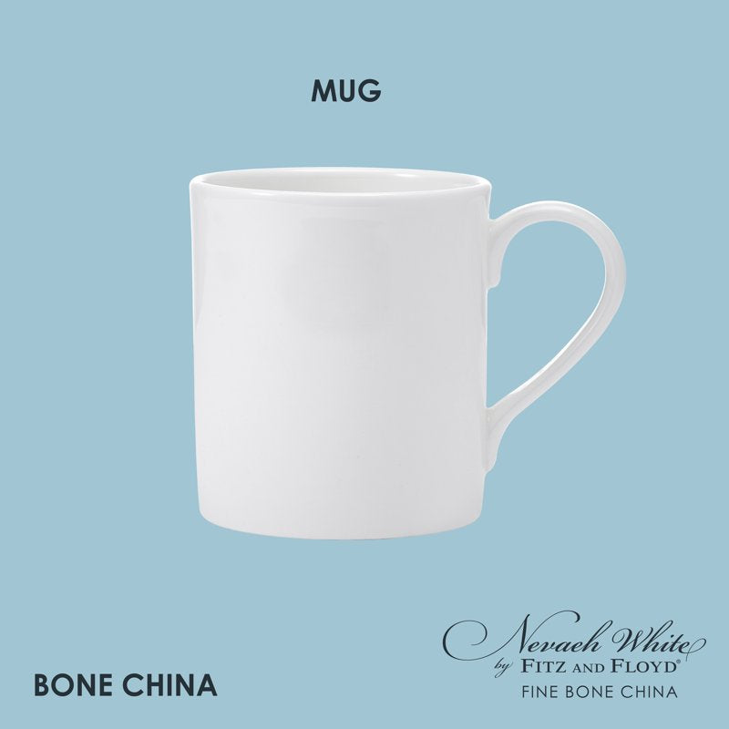 Bone China Mug with Handle - Nevaeh White Classic Rim, 16 oz