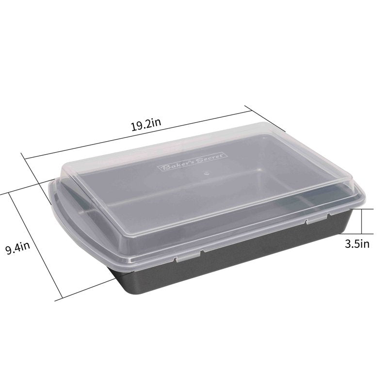 Nonstick Carbon Steel Covered Cake Pan - 9 x 13 Inch, 2 Pack