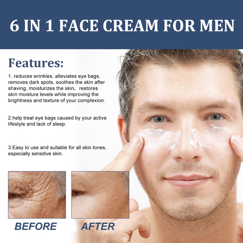 6-in-1 Men's Facial Moisturizer Cream, 1.7oz All-in-One Skin Care