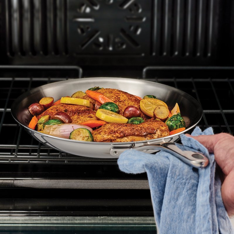 Stainless Steel Fry Pan - 10 in Tri-Ply Clad Cookware