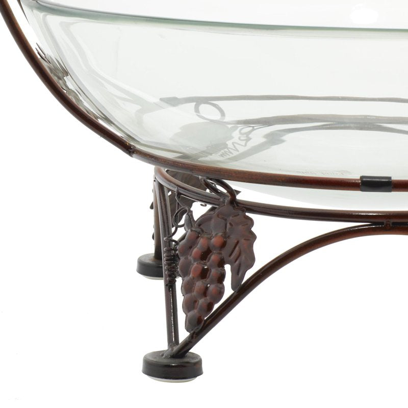 Clear Tempered Glass Kitchen Serving Bowl with Copper Base - 19" x 10"