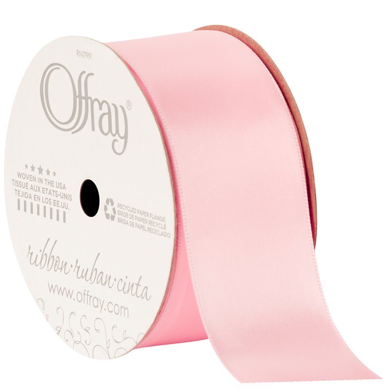(2 Pack) Light Pink Satin Ribbon - 1.5 Inch Double Face Polyester Craft Trim
