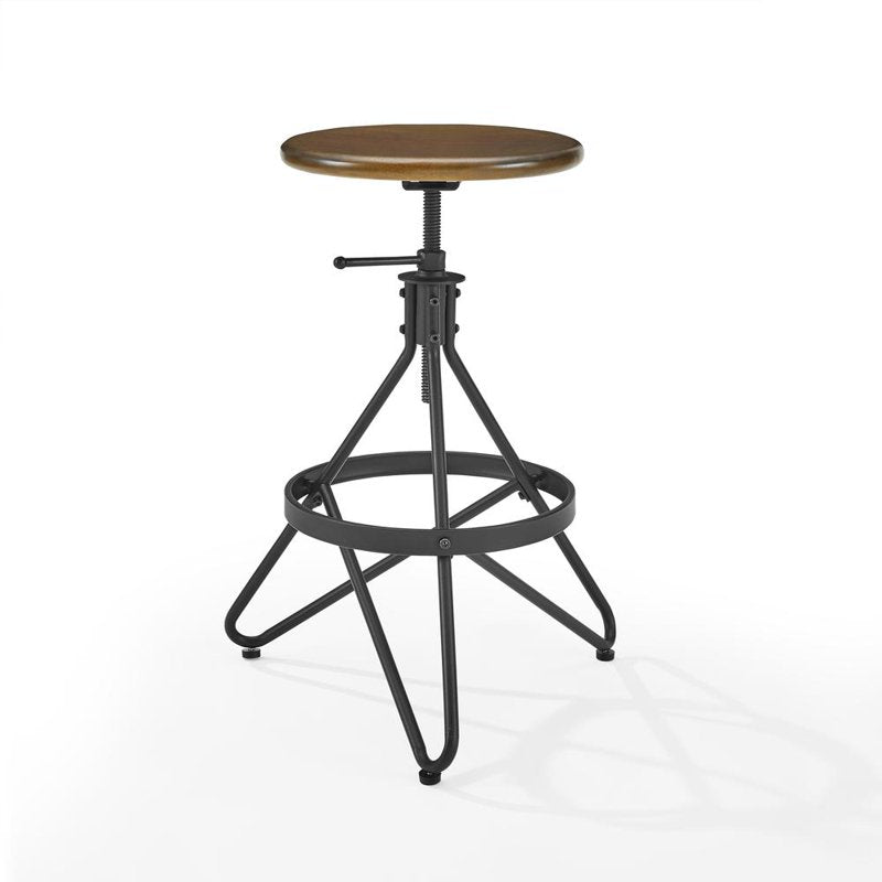 Adjustable Metal Bar Stool - Brown & Matte Black