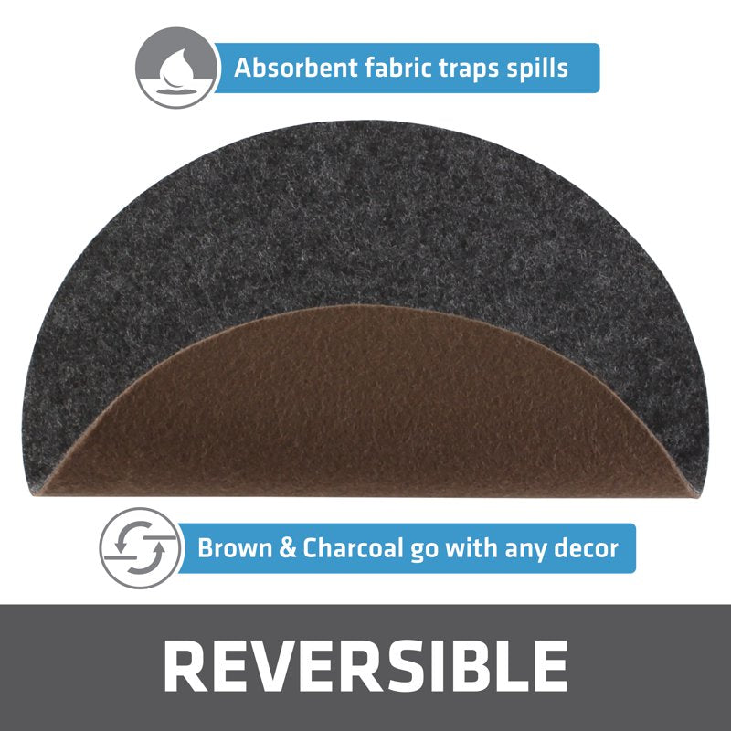 Plant Coaster Mat Set of 12 - Reversible Charcoal/Brown, 6-10"