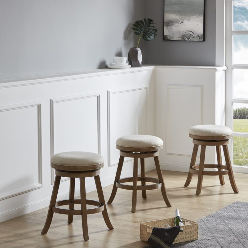 Fenton Backless Swivel Counter Stool - Driftwood & Ivory