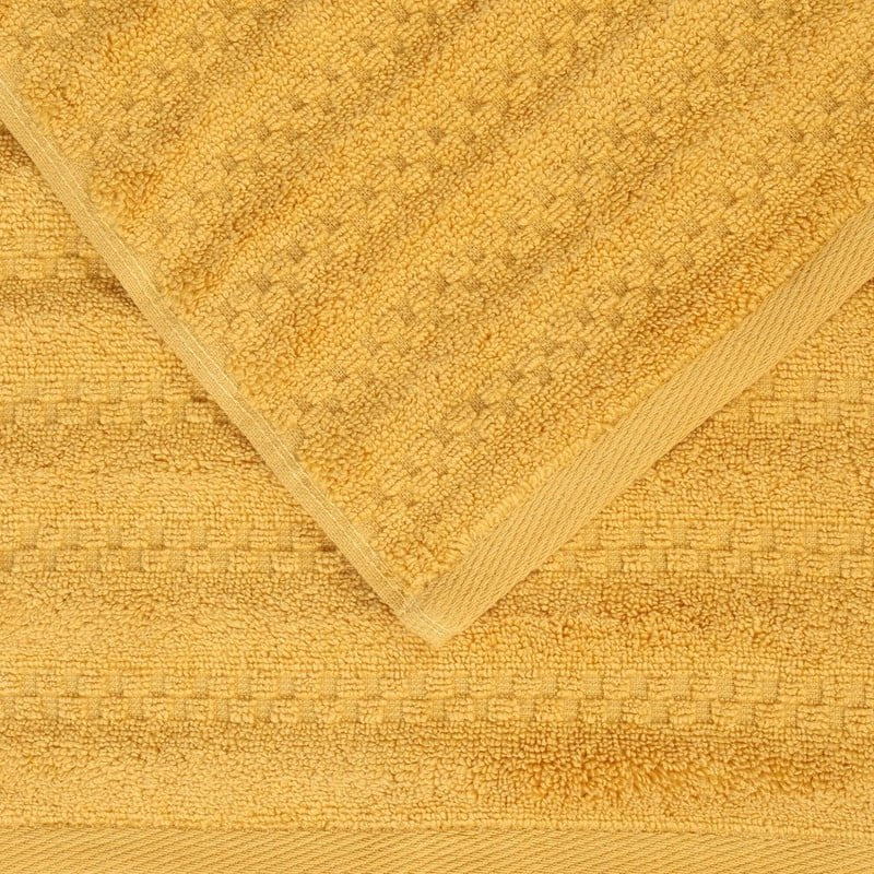 Gold 12-Piece Cotton Towel Set - Superior Zuma Waffle Textured Absorbent Towels
