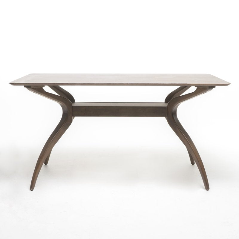 Natural Walnut Wood Dining Table with Concave Legs