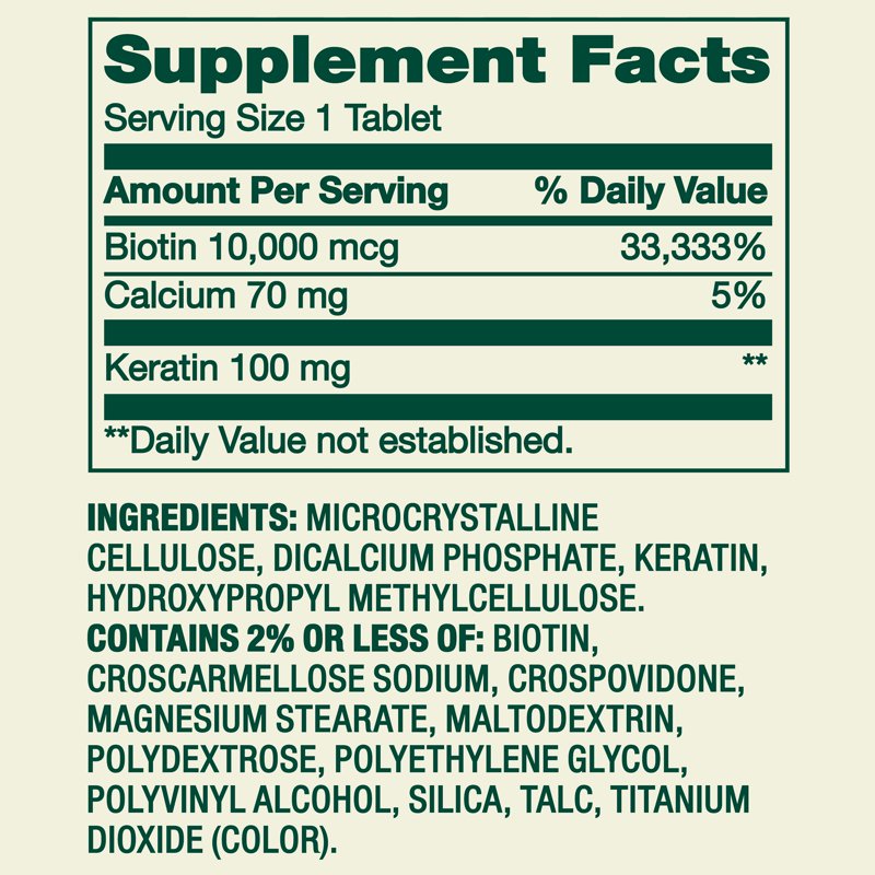 Extra Strength Biotin Plus Keratin Tablets - 10,000 mcg Hair, Skin & Nail