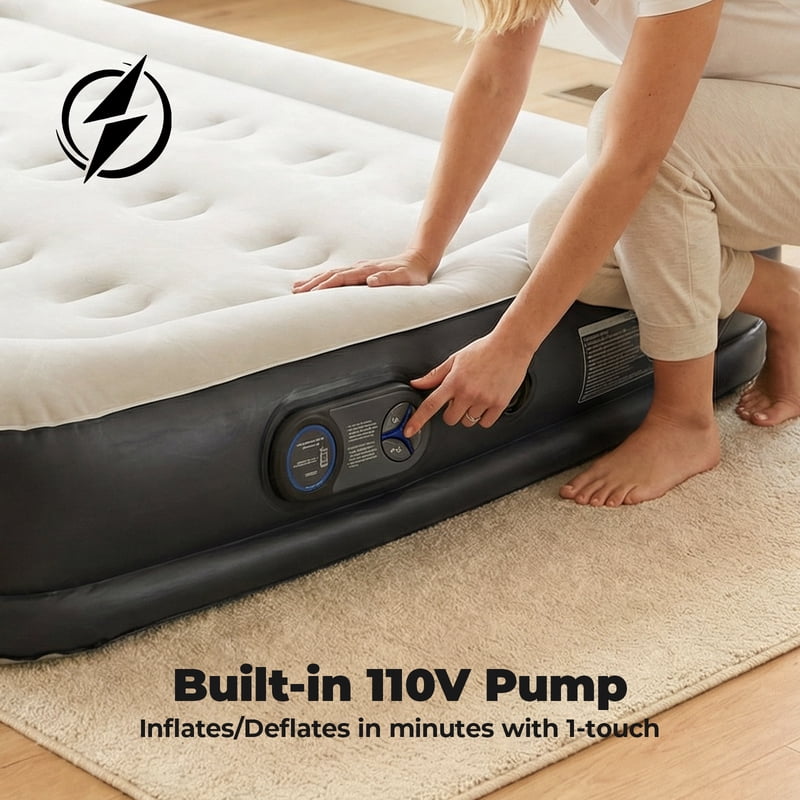 Queen Air Mattress with Built-in Pump 18 Inch Support Black Variation of THIS listing