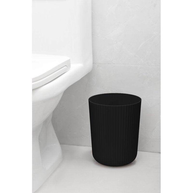 Mainstays Rubberized Plastic Ribbed 4-Piece Bathroom Accessories Set - Black