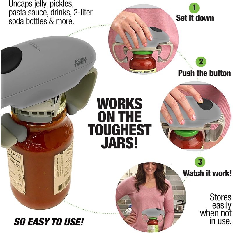 Electric Jar Opener for Seniors with Arthritis - Grey