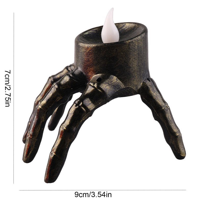 2 Pack Skeleton Hand LED Flameless Candles - Halloween Decor, Indoor Tabletop Skeleton Lights - Variation #01-2 Pack Skeleton Hand LED Flameless Candles