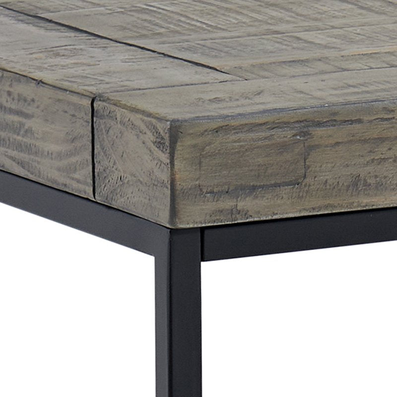 Industrial Modern Accent End Table - Gray Wood Top & Metal Frame