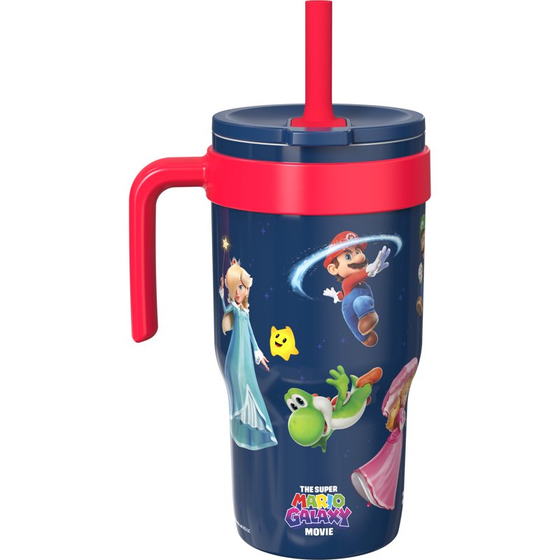 18oz Kids Straw Cruiser Tumbler - Navy Mario, Leakproof Stainless Steel