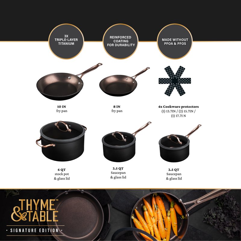 12-Piece Non-Stick Cookware Set - Rose Gold Ceramic Pots & Pans