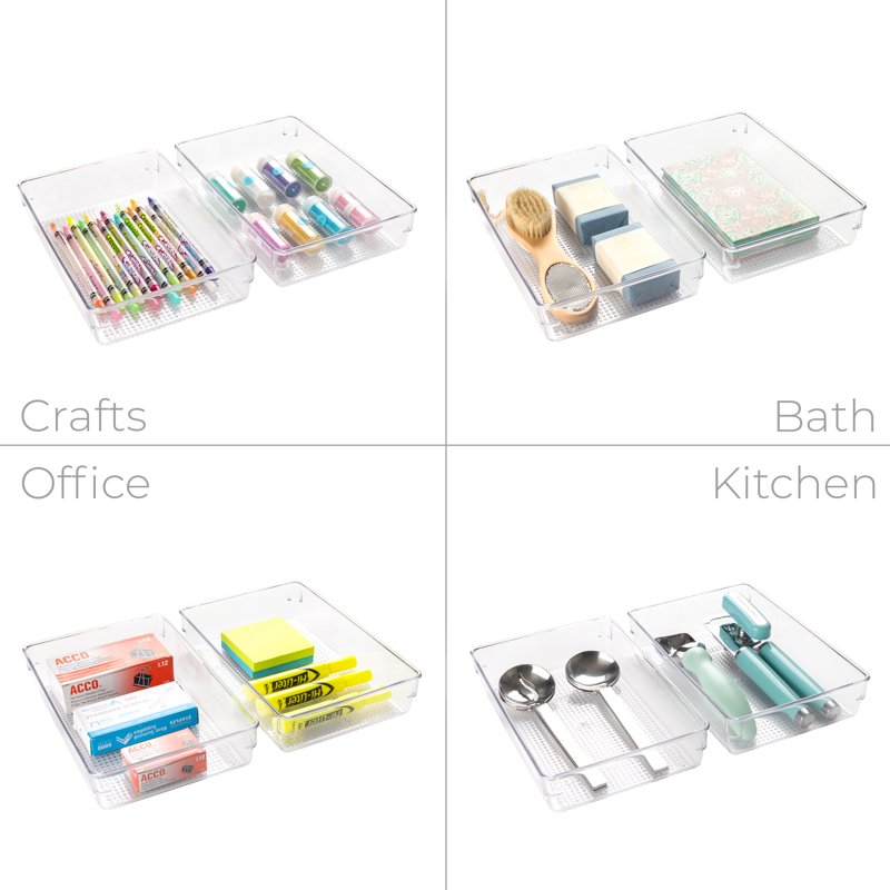 10-Piece Clear Plastic Bathroom Organizer Set - Modular Storage for Vanity and Drawers