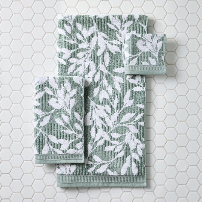 Better Homes & Gardens Signature Soft Floral Bath Towel - Green River/Arctic White - 30x56