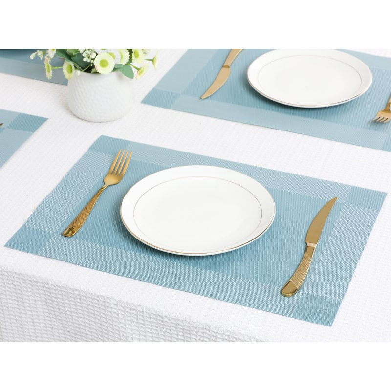 Washable Heat Resistant Table Placemats - Blue, 18x12in, Set of 8