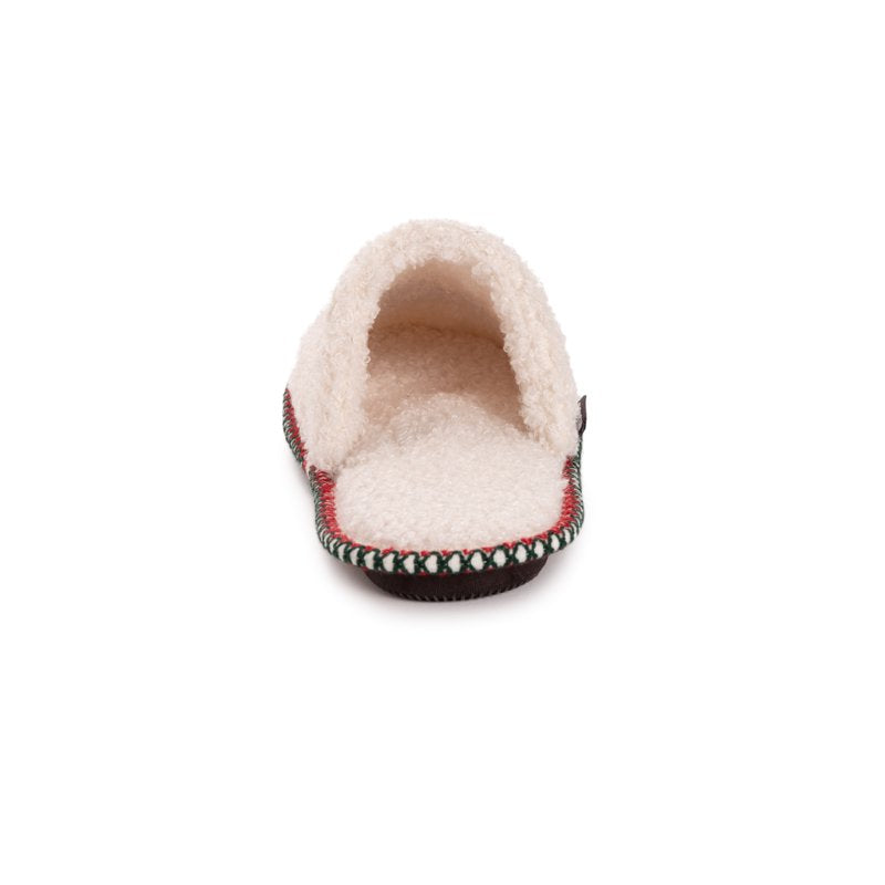 MUK LUKS Women's Punch Needle Holiday Slippers Ivory/Cardinal XL (11-12)