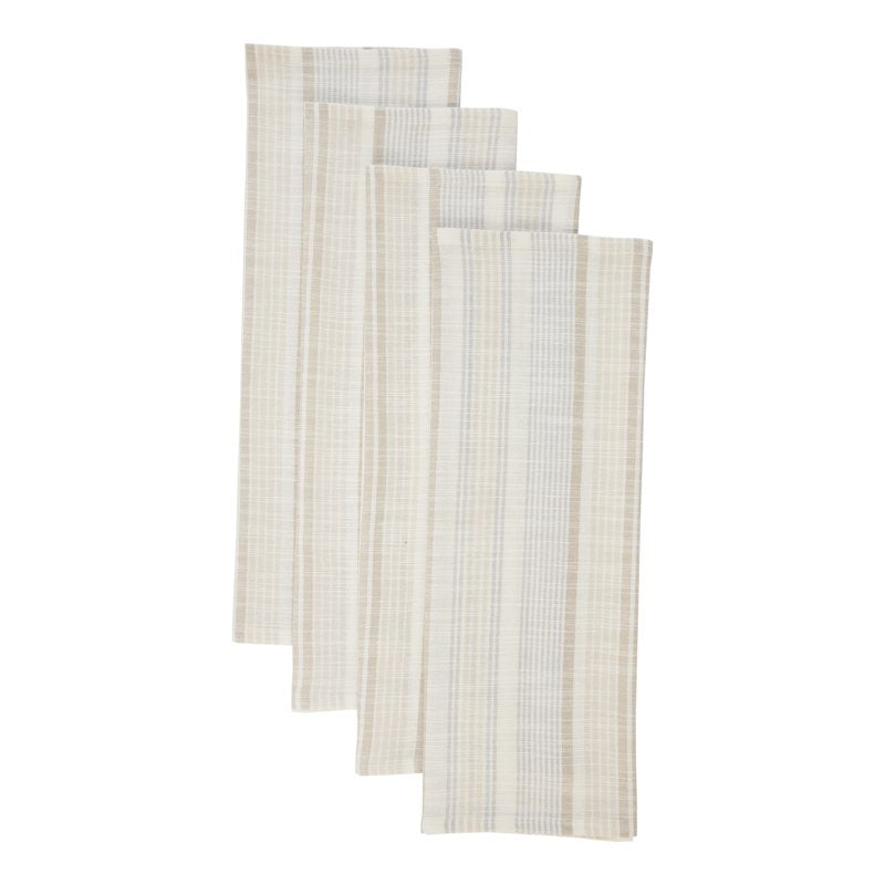 Natural Stripe Cotton Napkin Set - 20" x 20" - Pack of 4 - Neutral