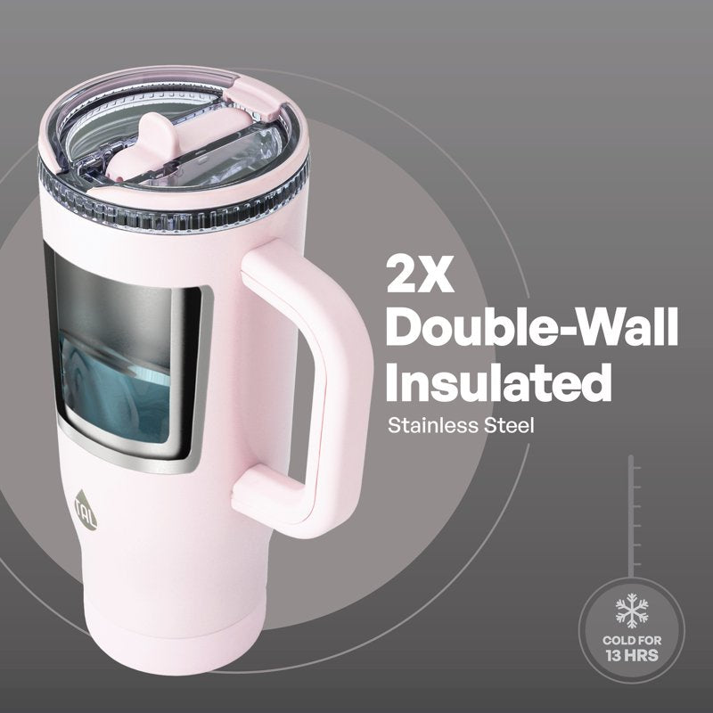 32oz Stainless Steel Skye Tumbler with Flip-Up Straw - Pink Shimmer