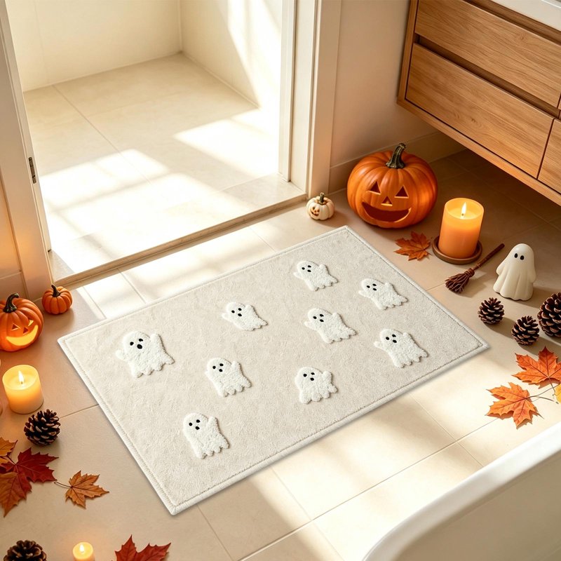 Halloween Ghost Doormat 15.75x23.62in - Pumpkin Ghost Flat Style - Indoor Outdoor Welcome Mat - Quirky Fall Decor