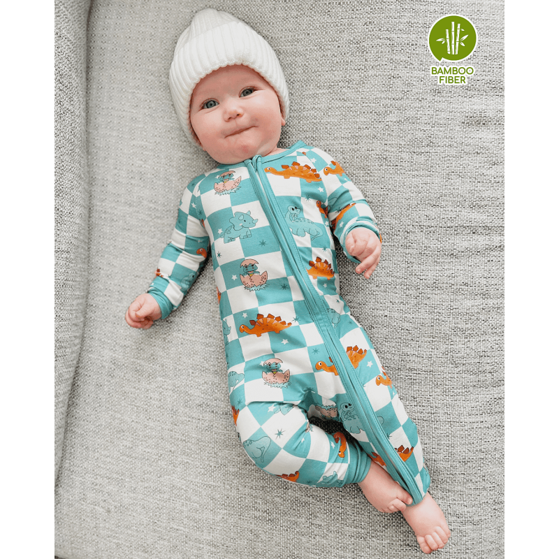 Baby Boy Pajamas 2-Pack Zip Sleep N Play Dinosaur Blue 6-9 Months - Bamboo Viscose