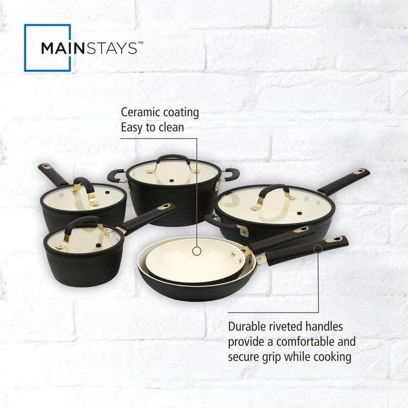 10-Piece Nonstick Ceramic Cookware Set - Black