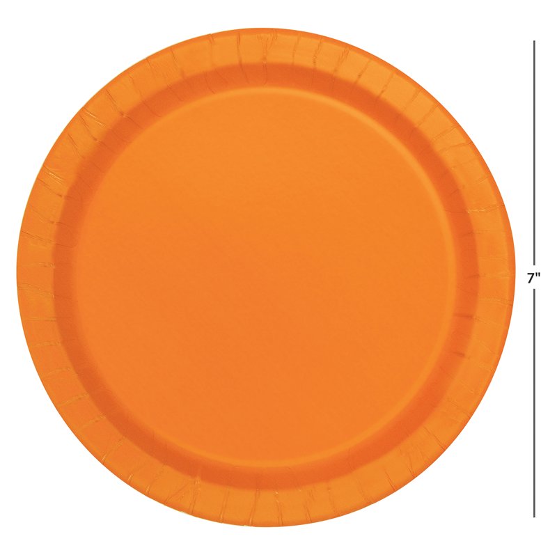 Disposable Paper Plates 7-inch Orange Pack of 70 for Parties & Events