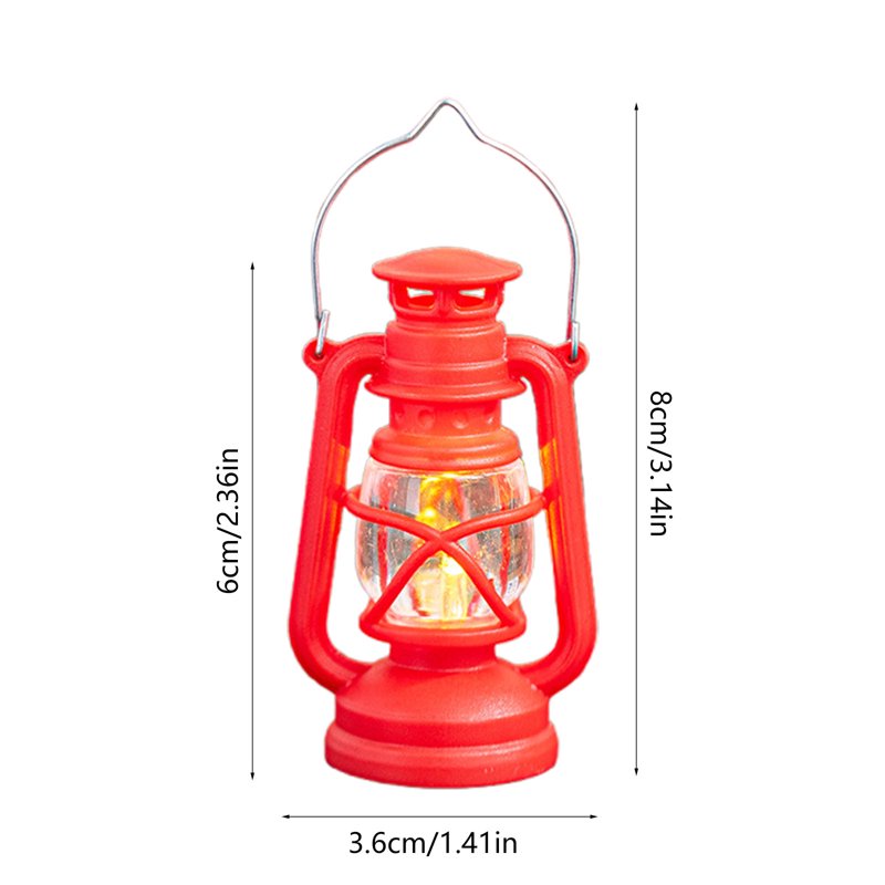 Openpig Vintage LED Hurricane Lantern - Red, Battery-Powered Camping Light