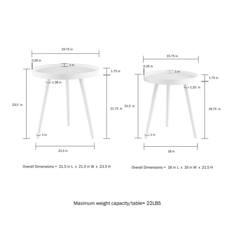 Nesting End Tables Set of 2 - Modern Circular Accent Tables