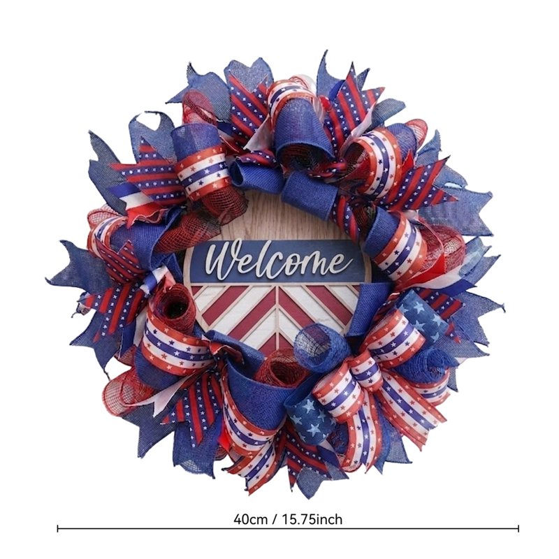 Patriotic Wreath with Red White Blue Hydrangeas - 250th Anniversary Decoration Z0E
