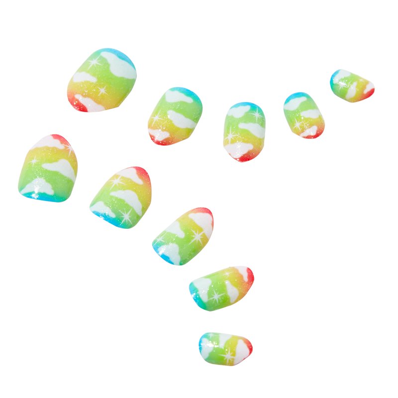 Rainbow Cloud Almond Shape Press-On Nails - 24-Pack