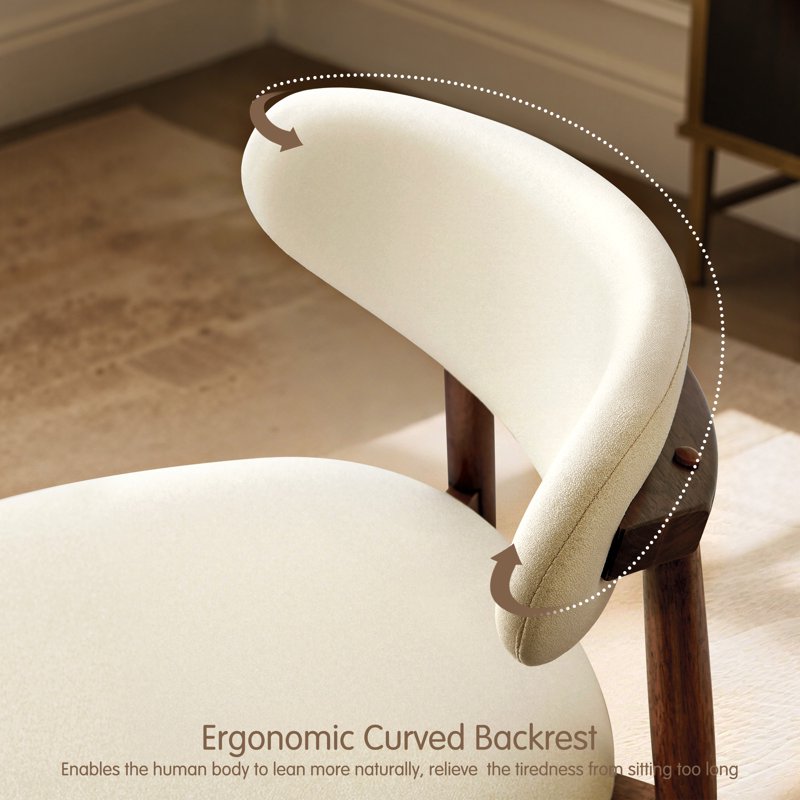 Upholstered Wood Dining Chairs Set of 2 - Beige