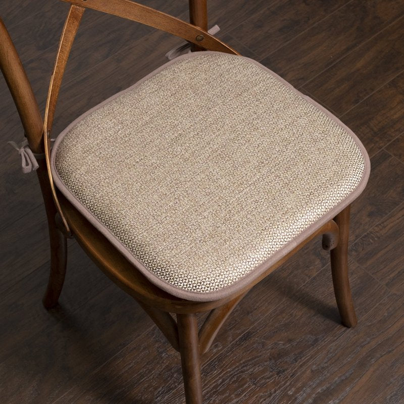 16" x 16" Beige & Brown Square Chair Pads - 4-Pack with Ties