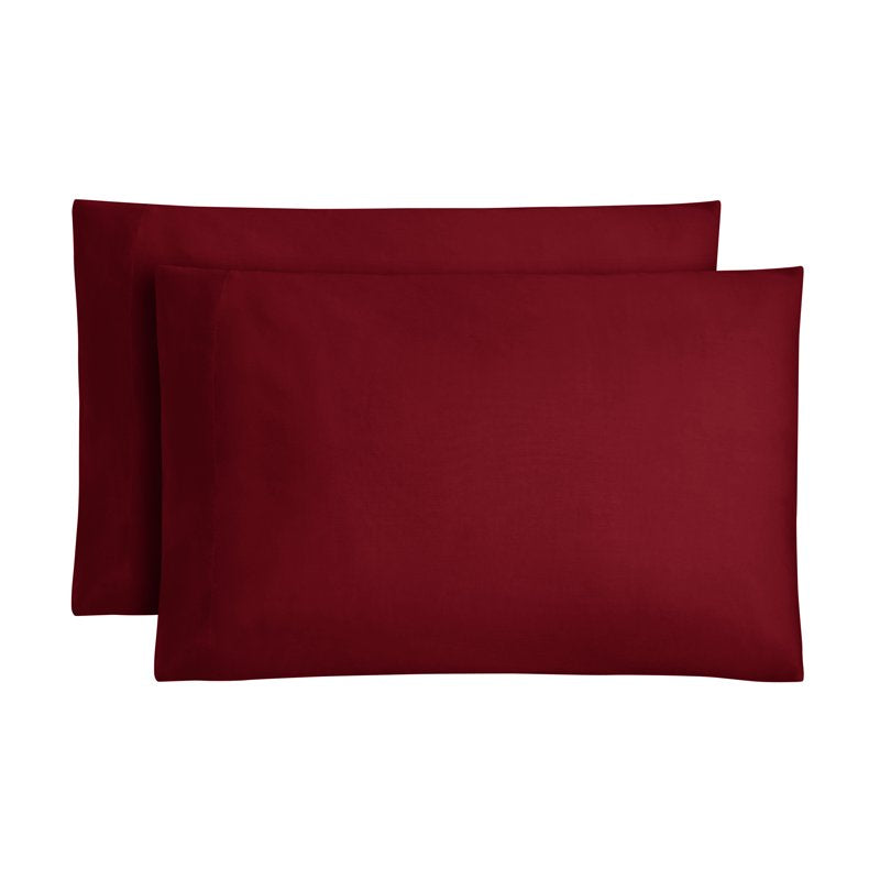 Queen Merlot Cotton Blend Percale Pillowcase Set - 2-Pack, 300 Thread Count