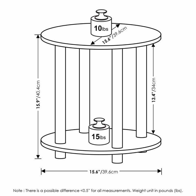2-Tier Round Wooden End Table - Durable Composite Design