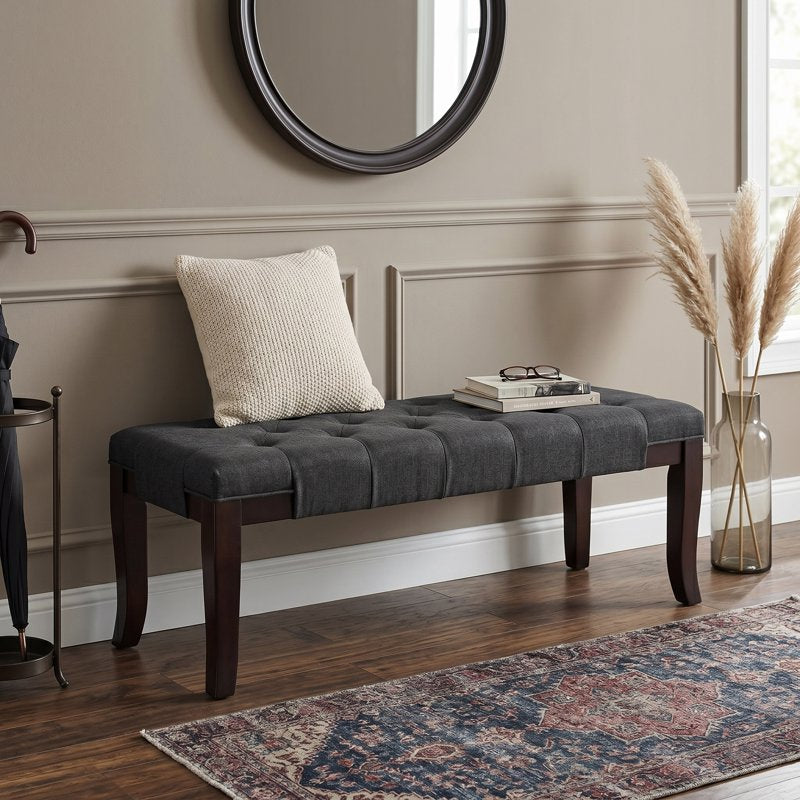 Tufted Fabric Ottoman Bench - Multiple Colors Available