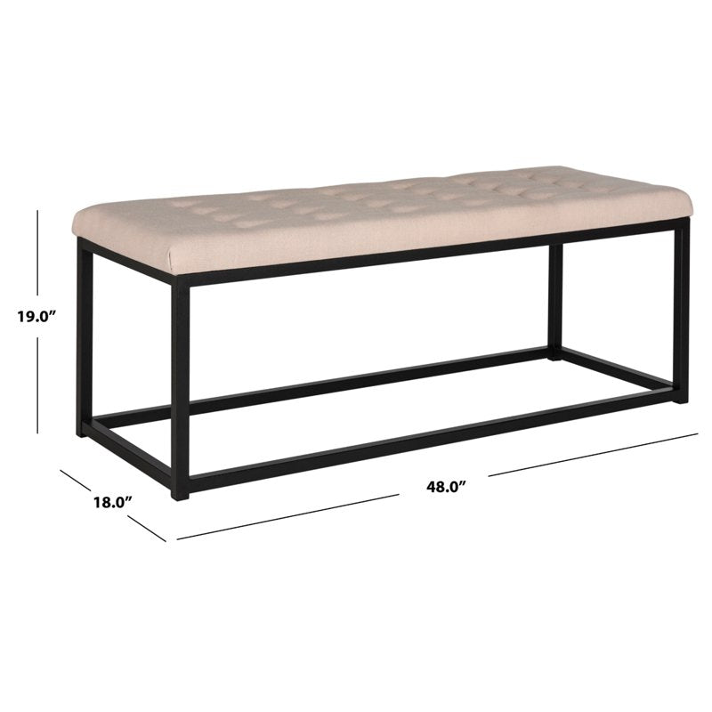 Contemporary Modern Glam Tufted Bench - Beige/Black
