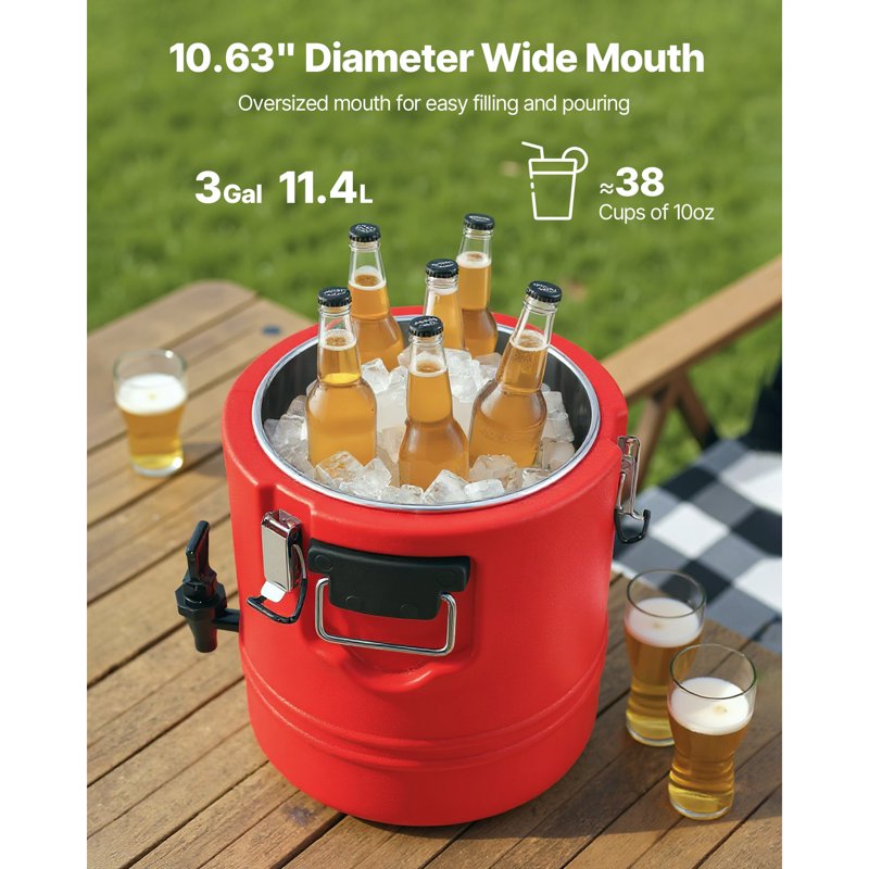 3 Gallon Insulated Beverage Dispenser with Spigot - Hot & Cold