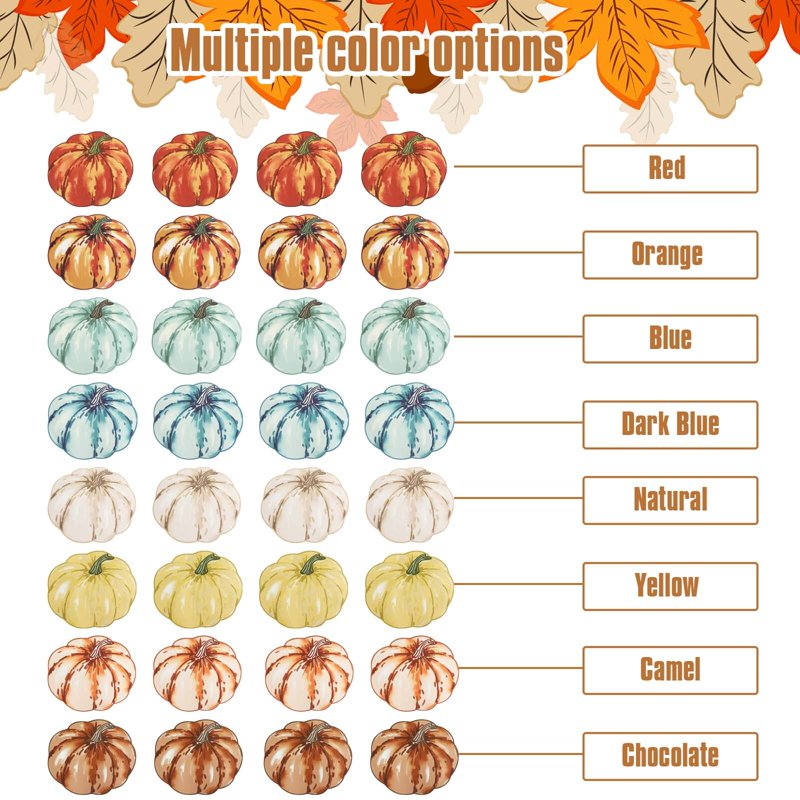 Fall Placemats Set of 4 - Autumn Pumpkin Water-Proof Table Decor for Thanksgiving & Halloween