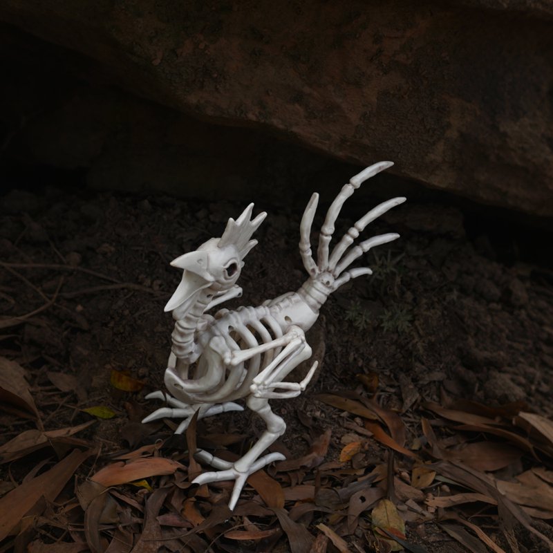 12-Inch Skeleton Rooster Halloween Decoration for Indoor Outdoor Spooky Farmyard Decor