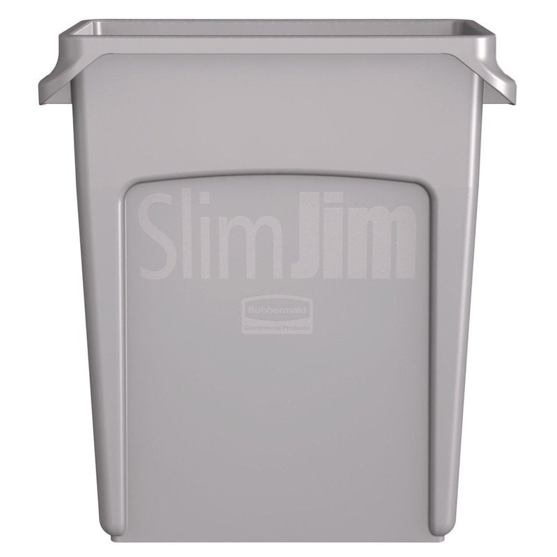 Slim Jim Vented Waste Container - 15.9 Gallon - Gray - 1 Each