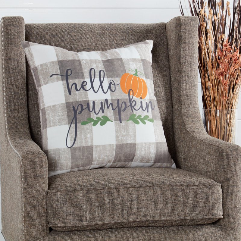 Plaid Throw Pillow 18 Inch - Red, Orange, Yellow Indoor Cushion